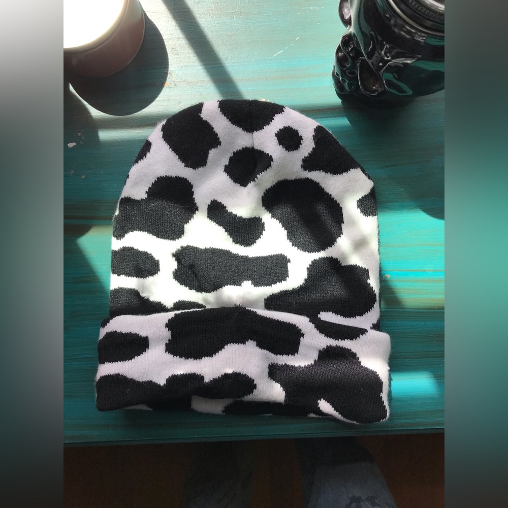 Cow print beanie!